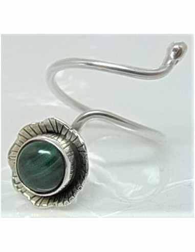 Bague multi reglable malachite argent