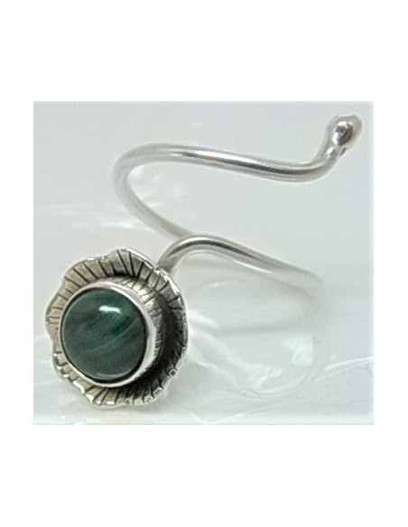 Bague multi reglable malachite argent