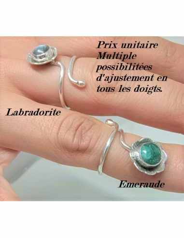 Bague multi reglable malachite argent