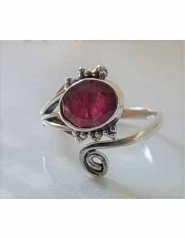 Bague reglable rubis argent