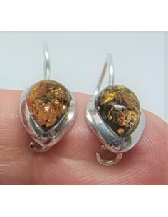 Boucles dormeuses ambre argent 2