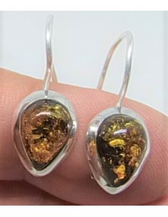 Boucles dormeuses ambre argent