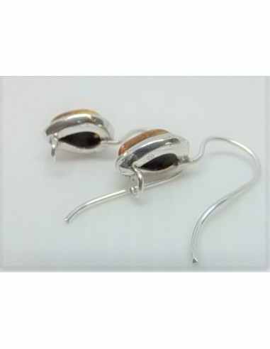 Boucles dormeuses ambre argent