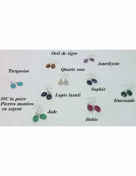 Boucles d'oreilles pierres semi-precieuses