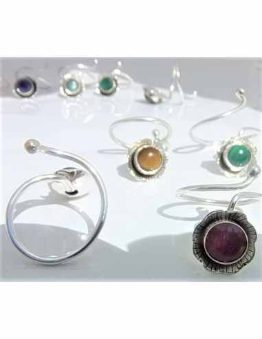 bague ajustable pierre argent