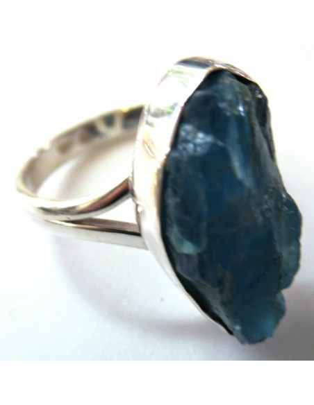 Apatite bleue brute bague