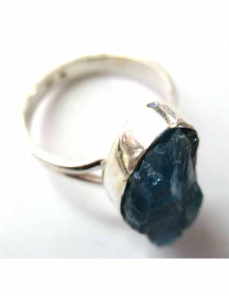 Apatite bleue brute bague