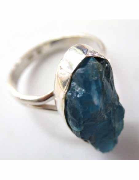 Apatite bleue brute bague