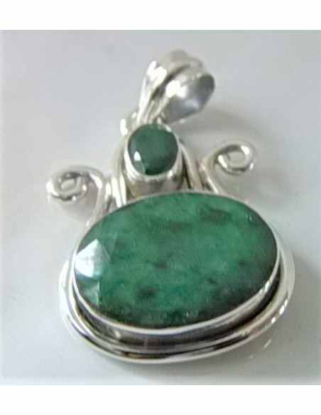 Pendentif emeraude montee argent