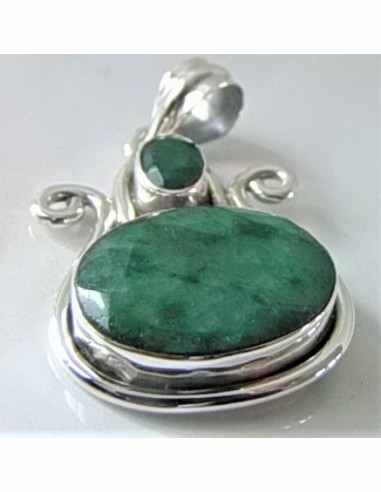 Pendentif emeraude montee argent