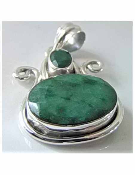 Pendentif emeraude montee argent