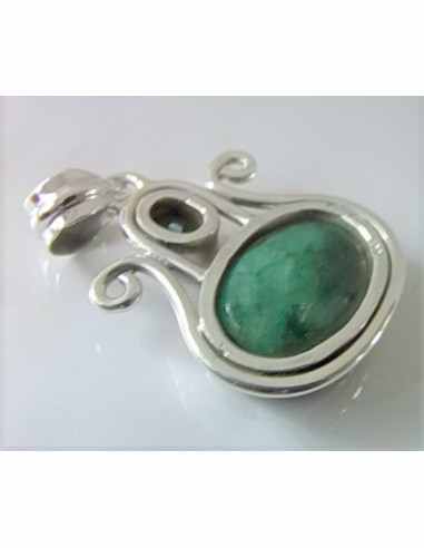 Pendentif emeraude montee argent