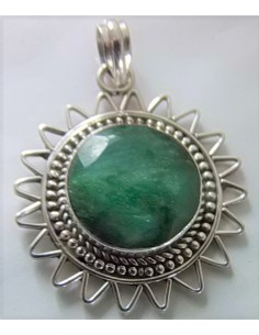 Pendentif emeraude soleil montee argent 2