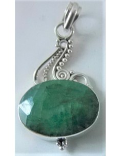 Emeraude en pendentif argent
