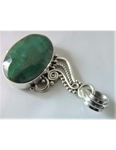 Emeraude en pendentif argent 2