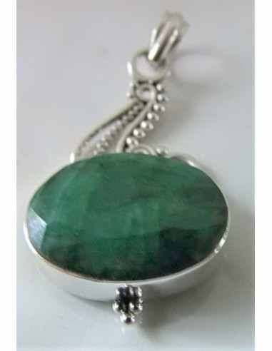 Emeraude en pendentif argent
