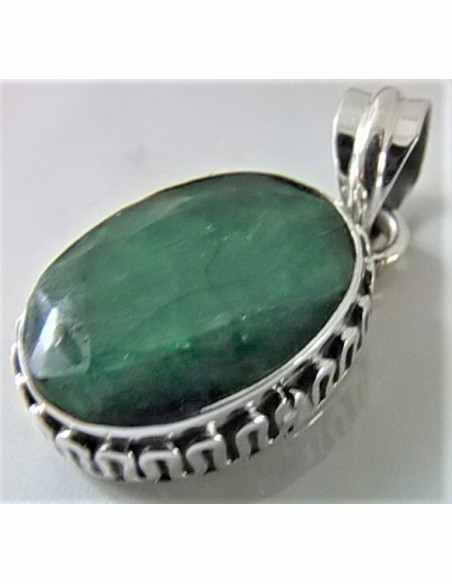 Emeraude argent pendentif