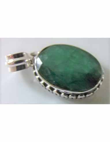 Emeraude argent pendentif