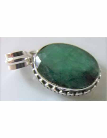 Emeraude argent pendentif