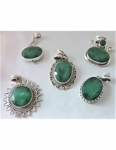 Emeraude argent pendentif