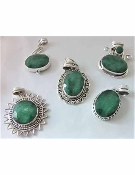 Emeraude argent pendentif