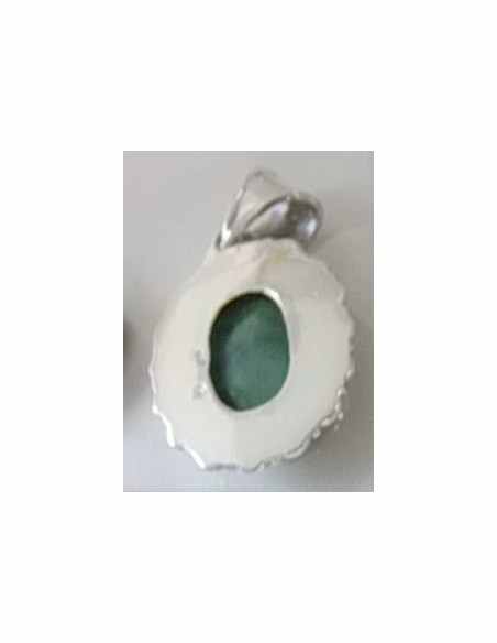 Emeraude semi-precieuse argent pendentif