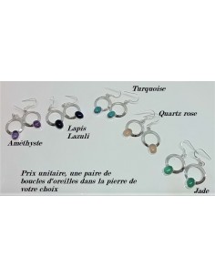 Boucles d'oreilles quartz rose montées en argent 2