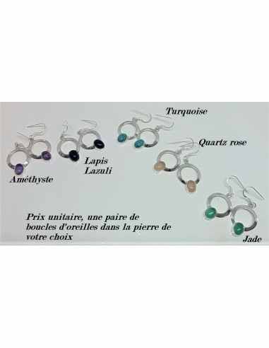 Boucles d'oreilles quartz rose montées en argent