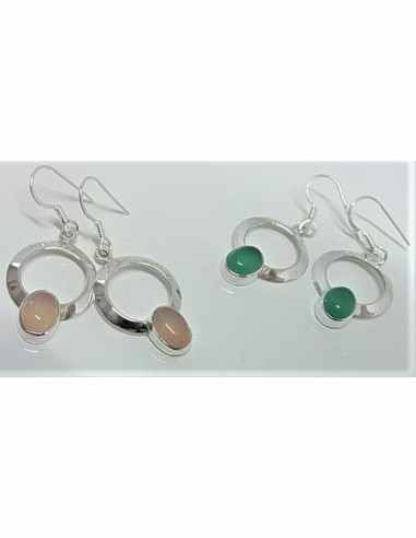 Boucles d'oreilles quartz rose montées en argent
