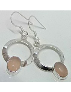 Boucles d'oreilles quartz rose montées en argent