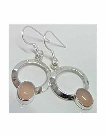 Boucles d'oreilles quartz rose montées en argent