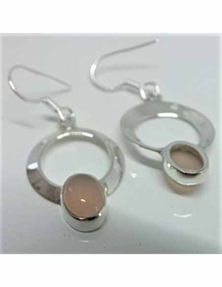 Boucles d'oreilles quartz rose montées en argent