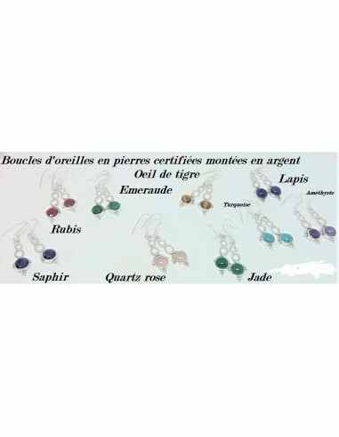 Boucles d'oreilles pierres montees en argent