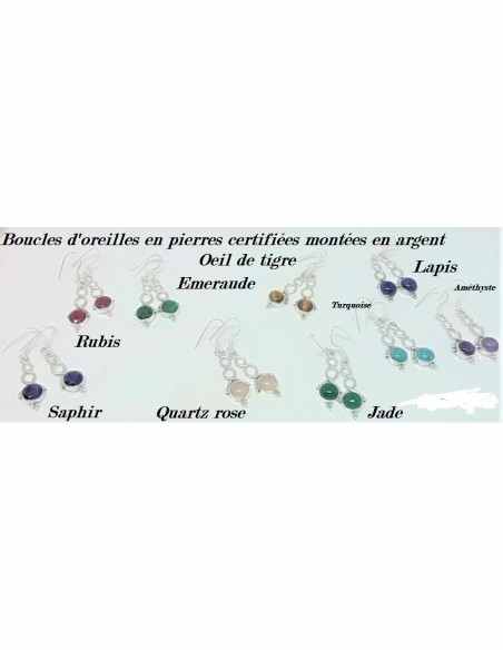 Boucles d'oreilles pierres montees en argent