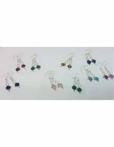 Boucles d'oreilles pierres montees en argent