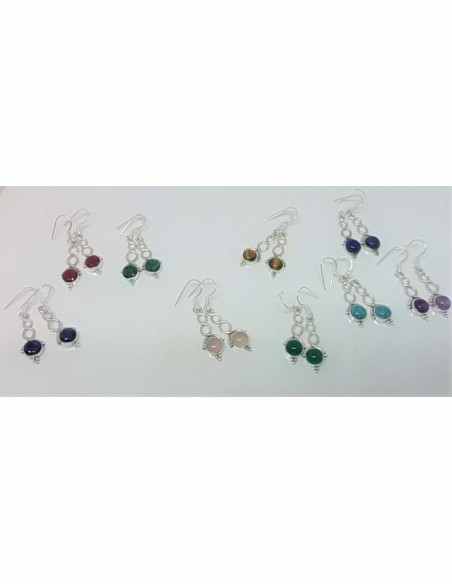 Boucles d'oreilles pierres montees en argent