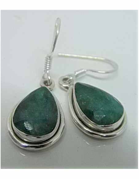 Boucles d'oreilles emeraudes argent