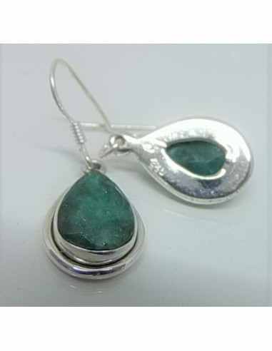 Boucles d'oreilles emeraudes argent