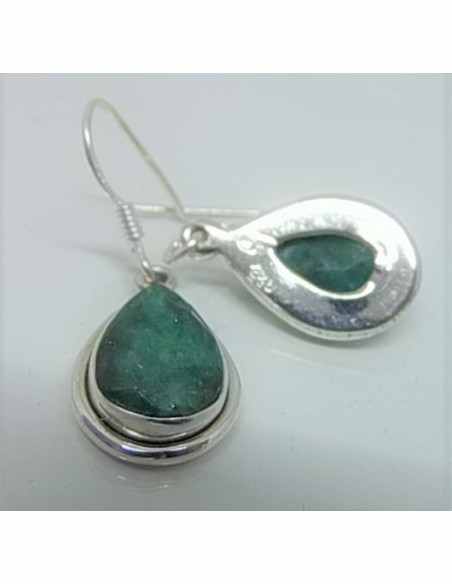Boucles d'oreilles emeraudes argent