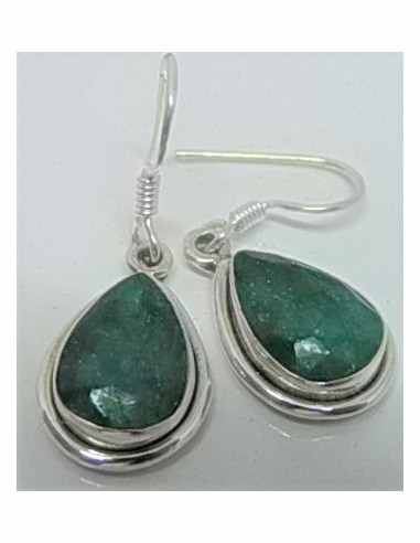 Boucles d'oreilles emeraudes argent