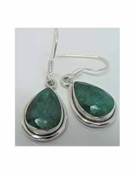 Boucles d'oreilles emeraudes argent