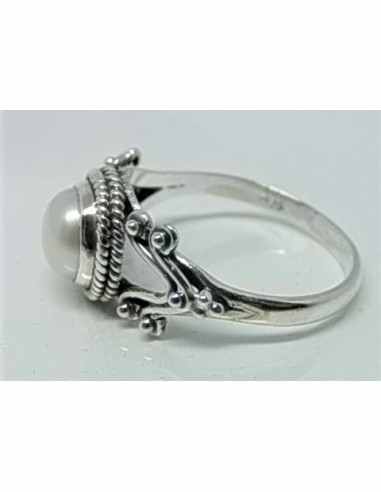 Bague perle montee en argent