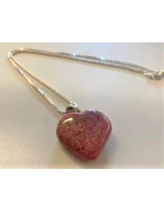 Coeur rhodonite avec chaine argent 2
