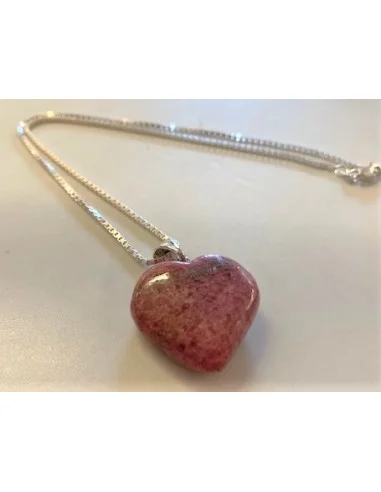 Coeur rhodonite avec chaine argent