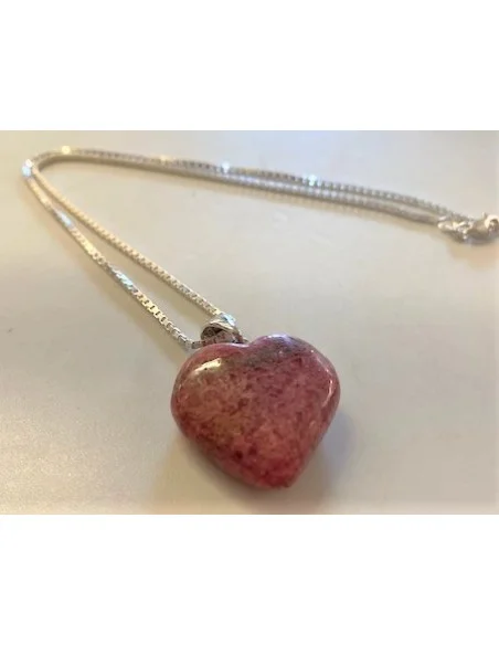 Coeur rhodonite avec chaine argent