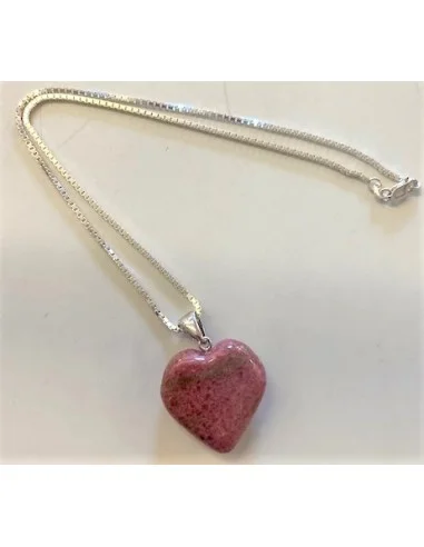 Coeur rhodonite avec chaine argent