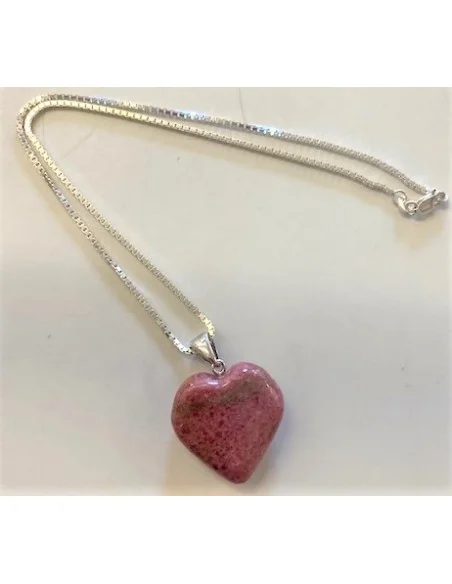 Coeur rhodonite avec chaine argent