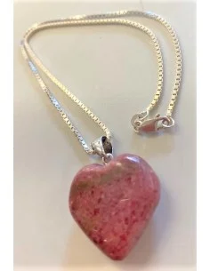 Coeur rhodonite avec chaine argent