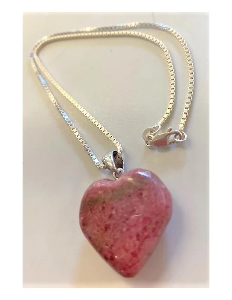 Coeur rhodonite avec chaine argent