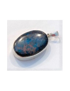 Azurite ovale pendentif montee en argent
